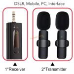 K35 Dual Wireless Microphone For 3.5mm Supported Devices (1:2 Microphone)