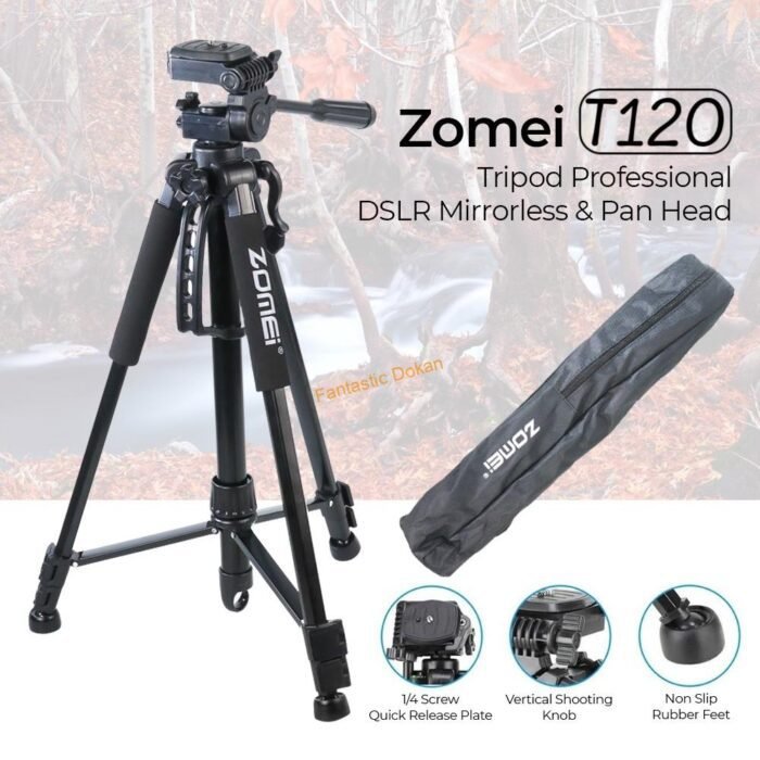Zomei T120 Mobile & DSLR Tripod-Professional Series (Without Mobile Holder