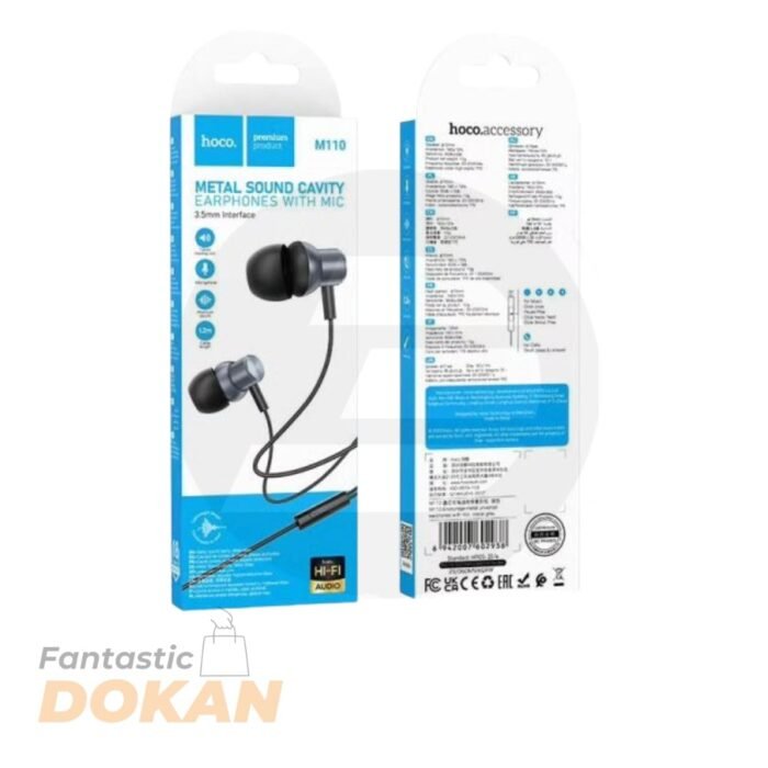 Hoco M110 Wired Earphones with Mic - Comfortable Fit, Clear Sound