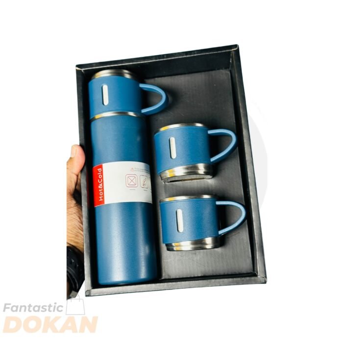 Stainless Steel Vacuum Flask Hot And Cool Water Bottle With Two Cups