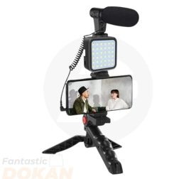 AY-49 Video Vlogger Kits With Microphone & LED Fill Light Mini Tripod