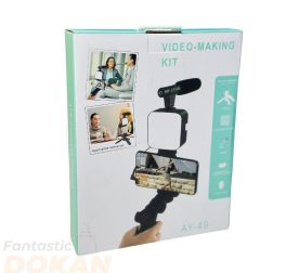 AY-49 Video Vlogger Kits With Microphone & LED Fill Light Mini Tripod