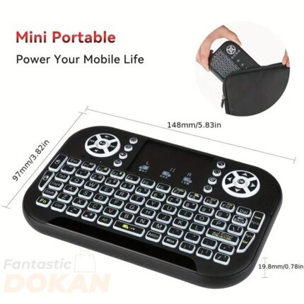 GearUP MK20 2.4GHz + Wireless Dual Mode RGB Backlit Rechargeable Mini Portable Keyboard With Touchpad