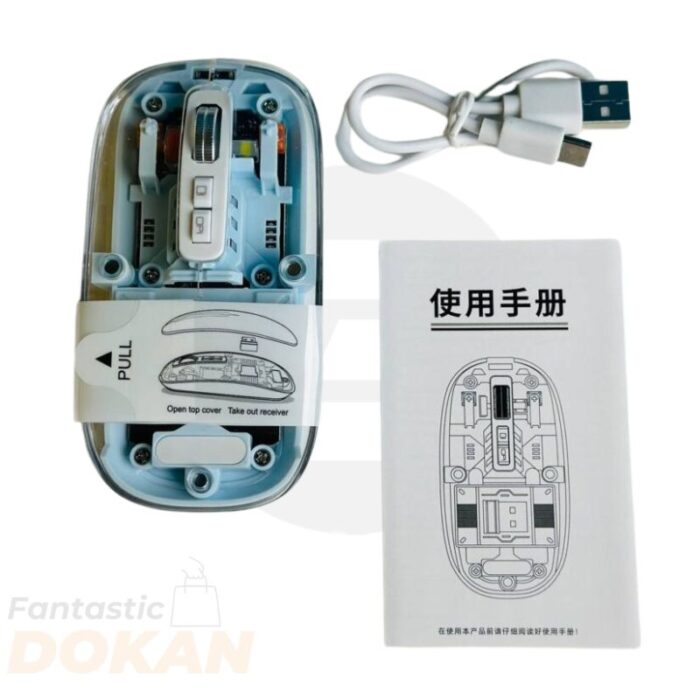 GearUP WM30 Transparent Crystal 2.4G + Bluetooth Magnetic Wireless Mouse