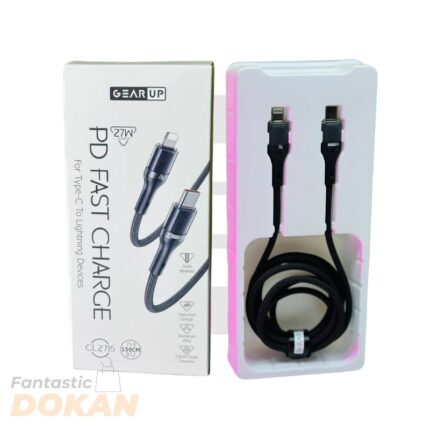 GearUP CL2715 Type-C to LIghtning 27W PD Fast Charging Cable & Data Cable