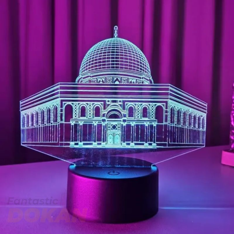 GearUP Acrylic Multicolor Night Lamp (Al-Aqsa Mosque)